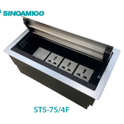 Hộp ổ cắm âm bàn họp đa năng nắp mở quay hai chiều  Sinoamigo STS-7S/4F – Hàng nhập khẩu chính hãng