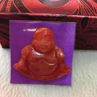 MẶT DÂY CHUYỀN PHẬT DI LẶC ĐÁ CẨM THẠCH ĐỎ ĐẸP RẺ Ạ  SIZE NGANG 39mm X Cao 36mm X Dầy 6mm  HỢP NAM NỮ MỆNH HOẢ THỔ