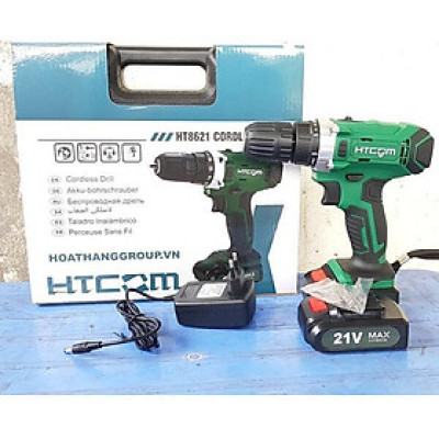 MÁY KHOAN PIN 10MM 21V HT8621 HTCOM (2 PIN + 1 SẠC) - HÀNG CHÍNH HÃNG