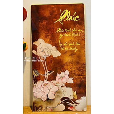 (ẢNH THẬT) Tranh treo tường phúc tâm an tranh hoa sen hồng kèm đinh treo