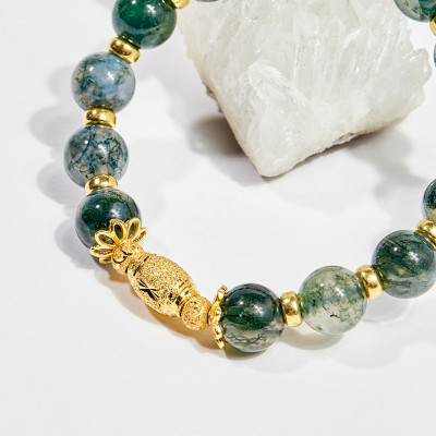 Vòng tay phong thủy nữ đá băng ngọc thủy tảo charm oval 8mm mệnh hỏa , mộc - Ngọc Quý Gemstones