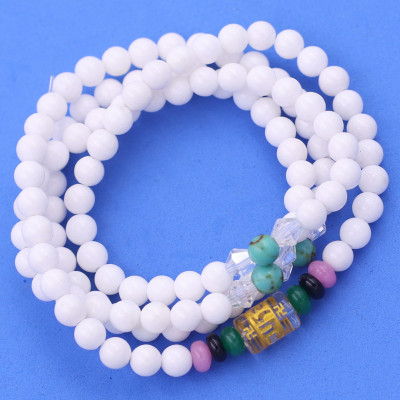 Vòng chuỗi 108 hạt san hô trắng charm lục tự chân ngôn - hạt 8 ly ( size lớn ), vòng chuỗi niệm Phật, vòng chuỗi đeo tay