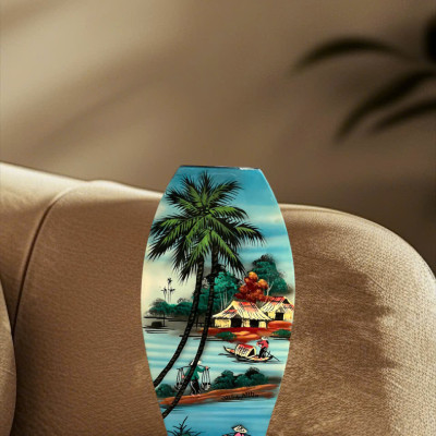 Bình hoa sơn mài Thanh Bình Lê- Mã B09 size 30x14x6.5 cm dùng  cắm hoa, trang trí, quà tặng ý nghĩa