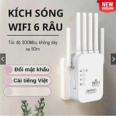 Bộ Kích Sóng Wifi Tốc Độ Cao 6 Râu 50M Thiết Bị Mở Rộng Sóng Bao Phủ Căn Nhà, Văn Phòng - Hàng Nhập Khẩu