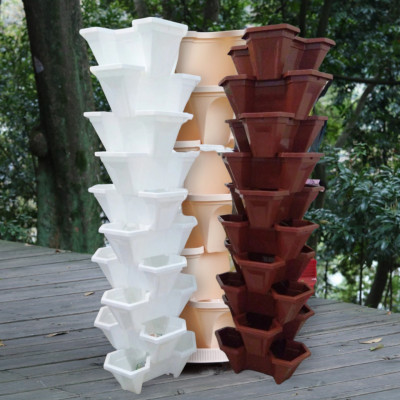 Bộ 1 Tháp trồng rau hữu cơ 5 tầng- 5 chậu- trồng rau/ hoa/ dâu tây- chất liệu nhựa- độ bền cao- hiệu quả cao