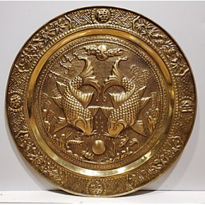 MÂM ĐỒNG VÀNG CHẠM KHẢM - LÝ NGƯ VỌNG NGUYỆT ( CÁ CHÉP TRÔNG TRĂNG)