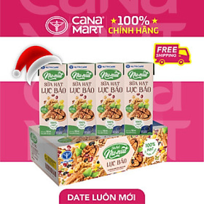 Thùng sữa nước Nunut 6 loại hạt Ngọc Lục Bảo ít đường giúp giải toả mệt mỏi bổ sung dinh dưỡng (48 hộp x 180m)