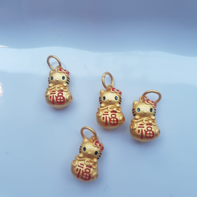 Phụ Kiện Charm Vòng Tay Nữ đẹp Hình Mèo Kitty vàng may mắn màu vàng kiểu đẹp Nữ đã có vòng tay hạt chuỗi , vòng tay kiểu thì charm Mèo Kitty này vào đeo đẹp xinh lắm ạ