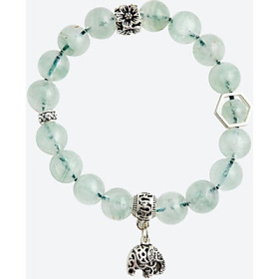 Vòng tay thạch anh xanh charm voi Ngọc Quý Gemstones