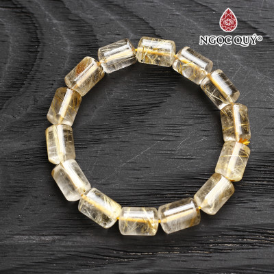 Vòng tay thạch anh tóc vàng đốt trúc mệnh thủy, kim - Ngọc Quý