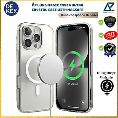 Ốp Lưng Sạc Từ Tính DEKEY Magic Cover Crystal Case cho Iphone 16 Pro max/ 16 Pro/ 16 Plus Ốp Dẻo Trong Suốt Bảo Vệ Máy_ Hàng Chính Hãng Japan