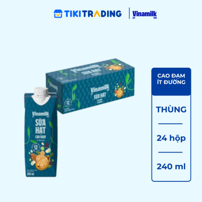 Thùng 24 hộp sữa hạt cao đạm ít đường Vinamilk 240ml
