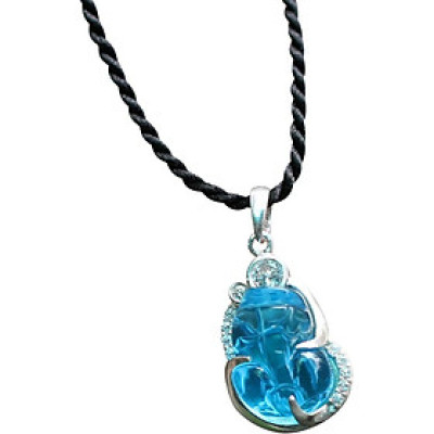 Tỳ Hưu Pha Lê Bọc Bạc Ngọc Quý Gemstones MD28 - Xanh Dương