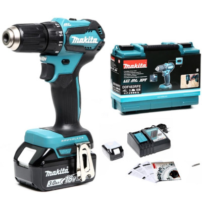 MÁY VẶN VÍT DÙNG PIN 18V (01 SẠC NHANH ,02 PIN 18V/ 3.0AH) MAKITA DHP483RFE- HÀNG CHÍNH HÃNG