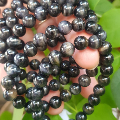 Vòng tay chuỗi đá mắt hổ tự nhiên đen xanh size hạt nhỏ 8mm 21 hạt bóng đẹp cung sanh nữ mệnh thủy mệnh mộc đeo may mắn đá tự nhiên tốt sức khỏe công việc tốt đẹp tài lộc hanh thông xinh tay rẻ đẹp ạ