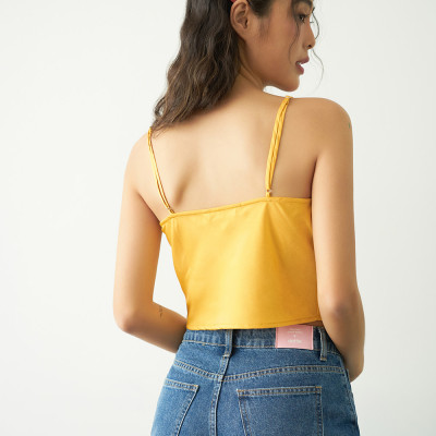 DOTTIE - Áo hai dây cổ đổ nữ vàng T0492