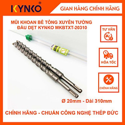 MŨI KHOAN BÊ TÔNG XUYÊN TƯỜNG ĐẦU DẸT phi 20 dài 310mm KYNKO MKBTXT- 20310
