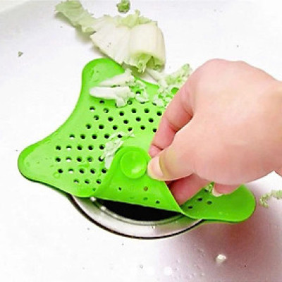 Miếng Lọc Rác Silicon Thông Minh Nhà Tắm, Bồn Rửa Bát - Hình ngôi sao, có chân bám cố định (giao màu ngẫu nhiên)