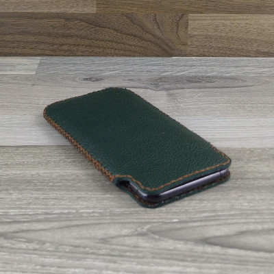 Bao Da Túi Rút dành cho  Samsung Galaxy s8 / s9 Da Bò Hạt Màu Xanh Rêu