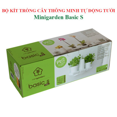 Chậu Để Bàn Tự Tưới và Tự bón phân Basic S , nhập khẩu Minigarden dành cho người yêu cây xanh nhưng không có thời gian chăm sóc cây (Giải pháp trồng cây TỰ DƯỠNG bền vững) (1 bộ gồm 2 chậu S, 1 khay hứng nước, 1 bình chứa nước và phân)