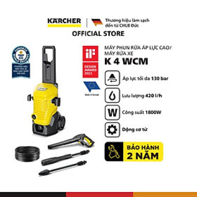 [Sản xuất Châu Âu] Máy phun rửa áp lực cao Karcher K 4 WCM - Động cơ từ - Công suất 1800W - Bảo hành 24 tháng - Hàng Chính Hãng