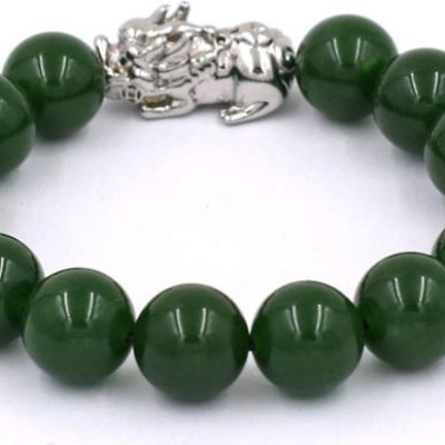 Chuỗi đeo tay thạch anh xanh rêu 12 ly - cẩn Tỳ Hưu inox VTAXRTHT12 - kèm hộp nhung - hợp mệnh Hỏa, mệnh Mộc