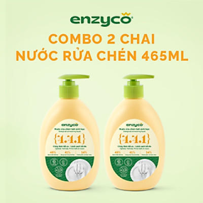 Combo 2 nước rửa chén bát sinh học ENZYCO 465ml - Chiết xuất Bồ hòn và Enzyme Dứa