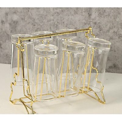 KHAY ÚP LY CỐC KÈM ĐĨA HỨNG NƯỚC KIM LOẠI MẠ VÀNG SANG TRỌNG - VD138