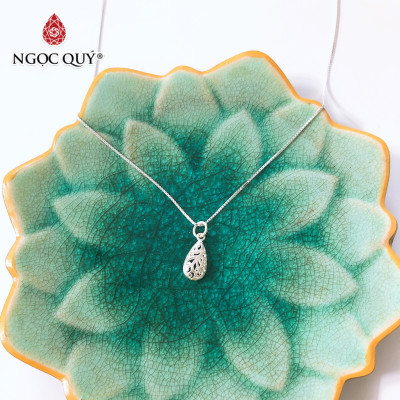 Dây chuyền bạc mặt giọt nước họa tiết hoa văn - Ngọc Quý Gemstones