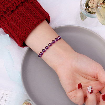 Vòng tay đá thạch anh tím phối charm ống bạc mệnh hỏa, thổ - Ngọc Quý Gemstones