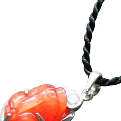 Tỳ Hưu Pha Lê Bọc Bạc Ngọc Quý Gemstones MD34 - Cam