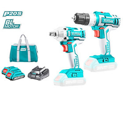 BỘ COMBO MÁY SIẾT BULOONG VÀ MÁY KHOAN DÙNG PIN 20V (2PIN 2AH, 1 SẠC) TOTAL TCKLI2007 - HÀNG CHÍNH HÃNG
