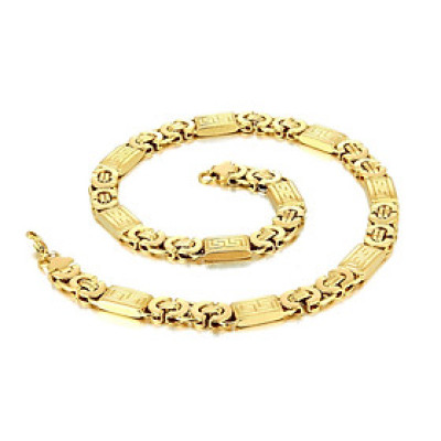 Dây chuyền nam kiểu xích hoa văn mê cung bằng thép không gỉ 316L (MẠ 18K) - Q90