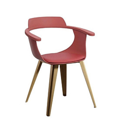 Ghế cafe fastfood thân nhựa hở lưng chân sắt vân gỗ nhập khẩu NARA-S1 Nội thất Capta