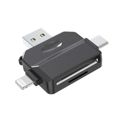 Đầu đọc thẻ nhớ SD, TF đa năng 3in1 Type c, L, USB dùng cho điện thoại, laptop, máy ảnh - Hàng nhập khẩu
