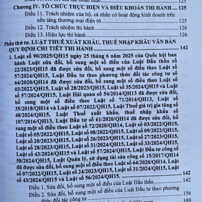 Luật thuế; Thuế giá trị gia tăng; Thu nhập doanh nghiệp; Thuế thu nhập cá nhân; Thuế xuất khẩu, Thuế nhập khẩu; Thuế tiêu thu đặc biệt; Thuế tài nguyên; Thuế bảo vệ môi trường; Thuế sử dụng đất phi nông nghiệp và các văn bản hướng dẫn thi hành