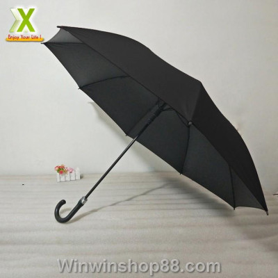 Ô dù che mưa cán cong có nút bấm tự động màu đen - Winz.vn