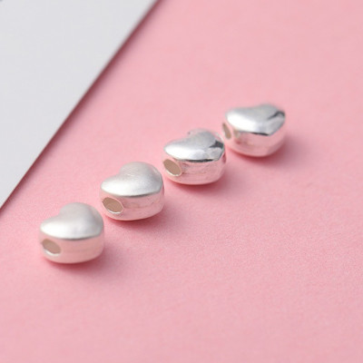 Combo 4 cái charm bạc trái tim xỏ ngang - Ngọc Quý Gemstones