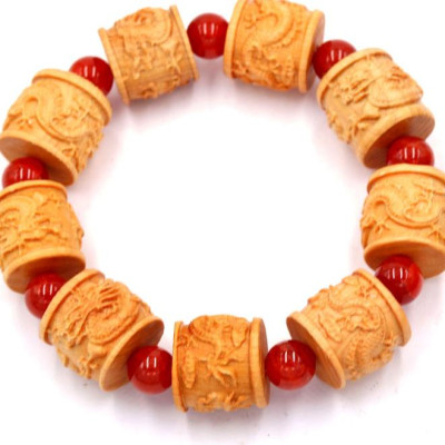 Vòng tay chuỗi trụ rồng gỗ hoàng đàn TRVCT12