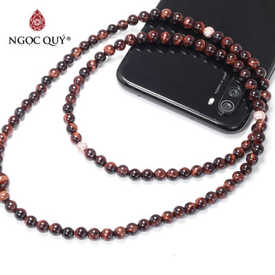 Chuỗi 108 hạt đá thạch anh mắt hổ nâu đỏ mệnh hỏa, thổ  - Ngọc Quý Gemstones