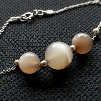 Lắ Tay Phong Thủy Đá Xà Cừ - Hắc Nguyệt Quang Thiên Nhiên Mix Bạc LT006