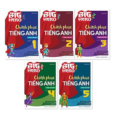 Sách - Combo Big Hero Chinh phục Tiếng Anh theo chủ đề Lớp 1-2-3-4-5 (5 Cuốn) (MG)