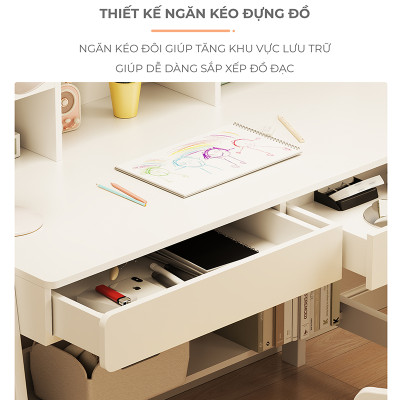 Bàn học trẻ em thông minh kèm kệ sách thương hiệu IGA (không kèm ghế) - GM144