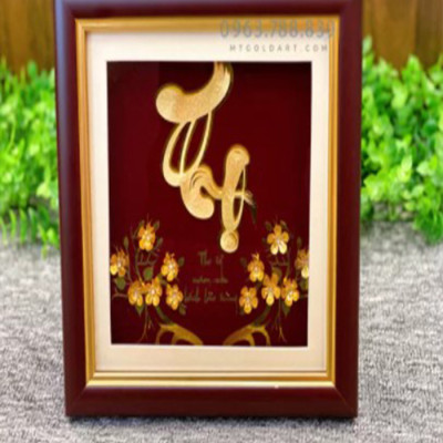 Tranh chữ thọ dát vàng 24k (20x20cm) MT Gold Art- Hàng chính hãng, trang trí nhà cửa, phòng làm việc, quà tặng sếp, đối tác, khách hàng, tân gia, khai trương 