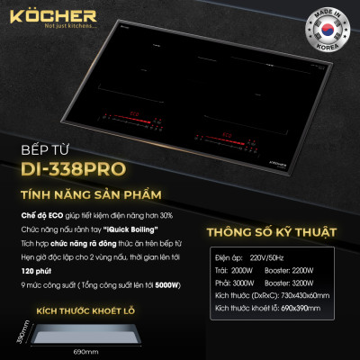 Bếp từ Kocher DI-338PRO. Hàng Chính Hãng