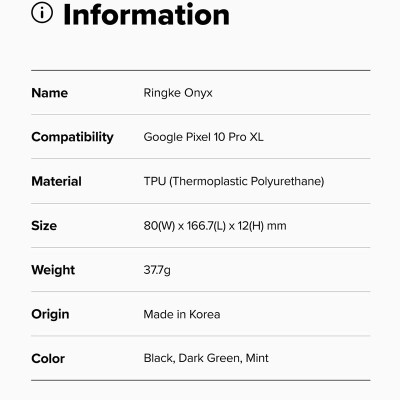 Ốp lưng cho Google Pixel 10 Pro XL / Pixel 10 Pro / Pixel 10 RINGKE Onyx - Hàng Chính Hãng
