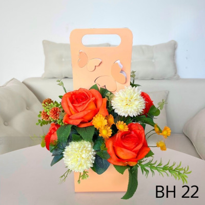 Giỏ hoa lụa, túi hoa lụa quà tặng hoa lụa - tăng thầy cô giáo 20/11 - Cây giả Decor trang trí nhà cửa.