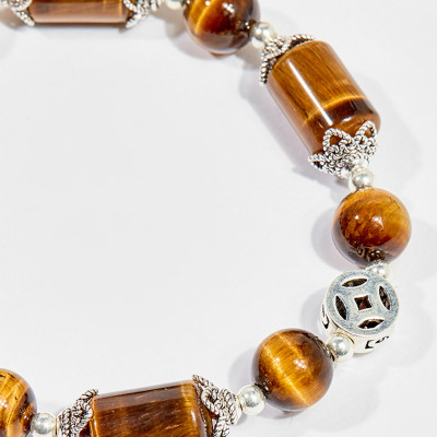 Vòng tay phong thủy nữ đá mắt hổ vàng nâu kim tiền 8mm mệnh thổ , kim - Ngọc Quý Gemstones