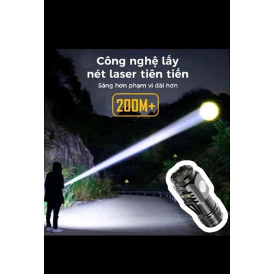 Đèn Pin Cầm Tay Siêu Sáng Mini Có Sạc USB Chiếu Xa 5 Chế Độ Sáng, Pin Trâu Chống Thấm Nước, Tiện Dụng – Hàng Nhập Khẩu