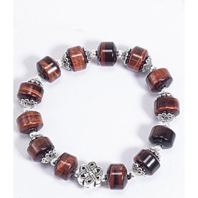 Vòng Tay Phong Thủy Đá Mắt Hổ Nâu Đỏ Phối Charm Kết Đồng Tâm (12mm) Mệnh Hỏa, Thổ Ngọc Quý Gemstones